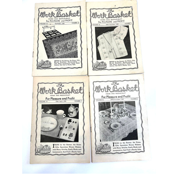 Vintage Needlecraft Ephemera "Work Basket" Booklets With Advertising Lot of 11 - Picture 2 of 12